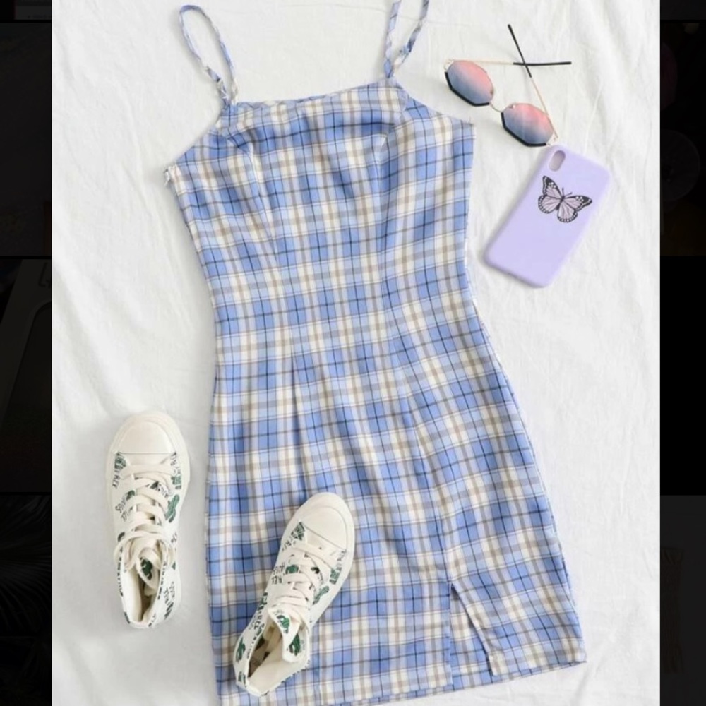 Blue Plaid Dress